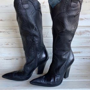 BCB Girls Black Leather Cowboy Boots